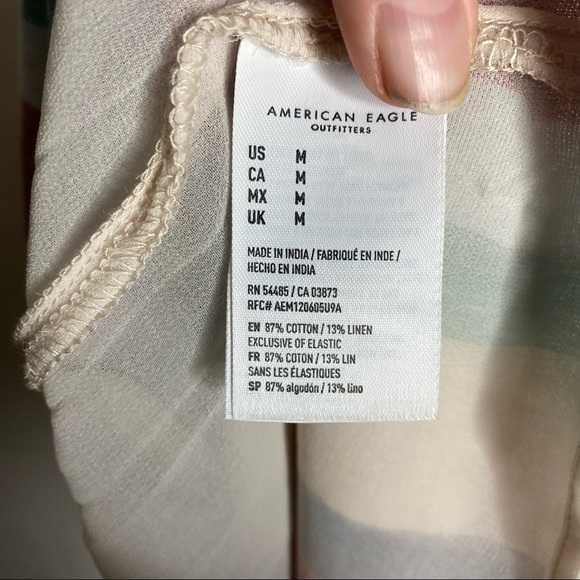 American Eagle | Striped Linen Blend Halter Tie Dress - Picture 7 of 7